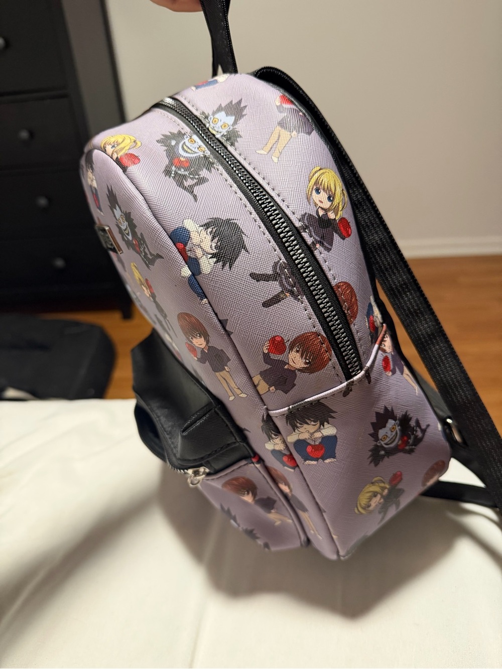 Hot Topic Lavender Death Note Mini Backpack with Character Print - Picture 6 of 7